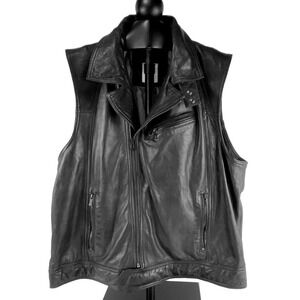 Calvin Klein CK One Leather Vest Men's XXL Black Thick Beautiful Leather Fine